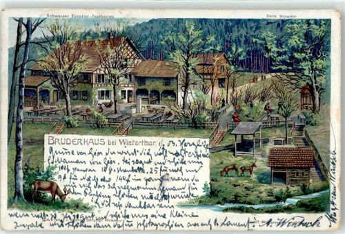 8400 Winterthur 1903 Lithographie / Künstlerkarte Bruderhaus