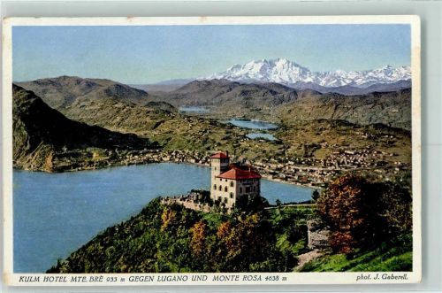 Monte Brè sopra Locarno Kulm Hotel Mte. Bre gegen Lugano und Monte Rosa Gaberell