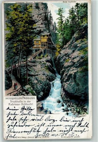 Passugg-Araschgen Nr. 2076 sign. Steinmann Lithographie Serie Graubünden Rabiosa Schlucht Schlumpf Gebrauchsspuren