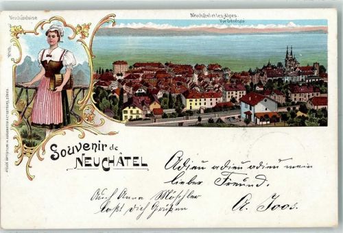2000 Neuchâtel Neuenburg 1899 Lithographie Neuchalteloise Alpen