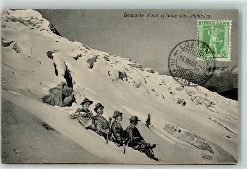 6000 Luzern Lucerne 1908 - Descente d une colonne des alpinistes Ort lt. Stempel