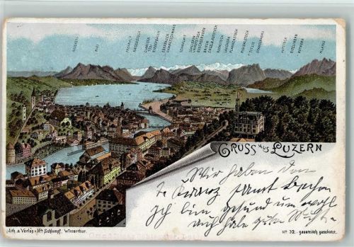 Luzern Lucerne 1899 Schlumpf Lithographie