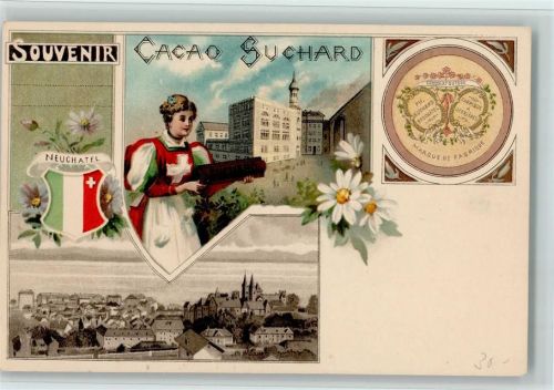 Gruss aus - Neuchatel - Wappen - 1898gute Erhaltung AK Suchard Schokolade Lithographie