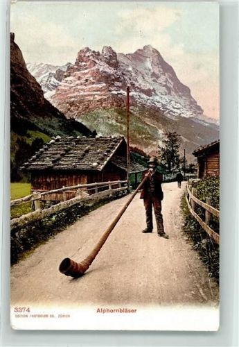 Alphornbläser in der Schweiz AK Alphorn