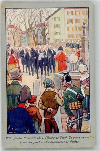 Genève Genf Nr. 1 1814-1914 Centenare de la Reunion Militär Schweiz Künstlerkarte