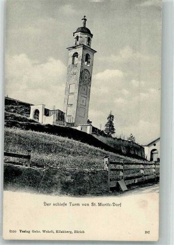7500 St. Moritz Foto AK Schiefer Turm