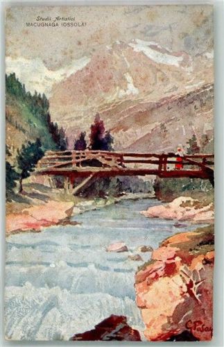 3800 Interlaken 1910 Lithographie / Künstlerkarte Ort lt. Stempel Macugnanga Iossola