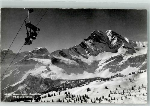 8784 Braunwald Winter Seilbahn Tödi Ortsstock