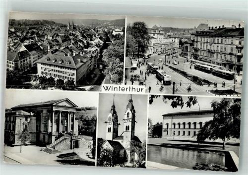 8400 Winterthur 1966 Foto AK Straßenbahn Straßenansicht