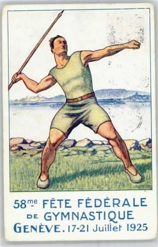 1200 Genève Genf 1925 Künstlerkarte sig. Sportfest 1925