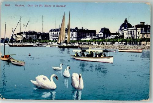 1200 Genève Genf 1913 - Quai de Mont Blanc Schwäne Segelboot