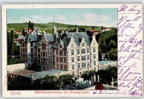 8000 Zürich 1904 Lithographie Mädchenschulhaus