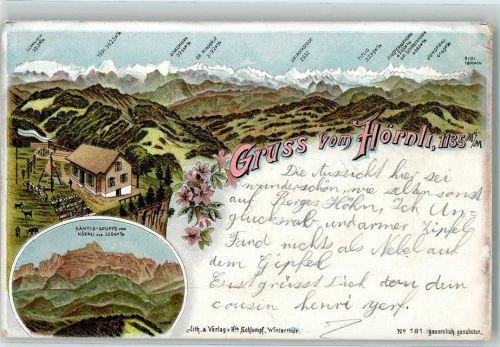 Hörnli Säntis-Gruppe Schlumpf 1900 Lithographie