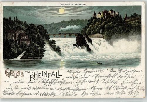 8212 Neuhausen am Rheinfall Lithographie Rheinfall