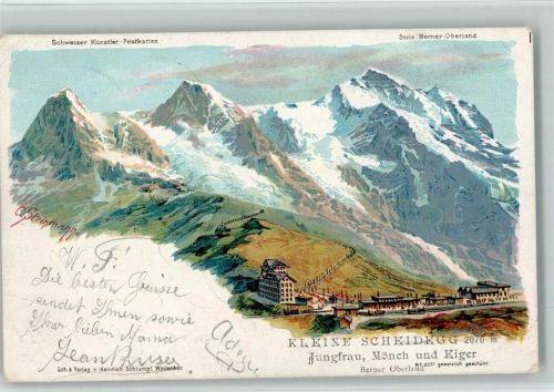 Kleine Scheidegg 1903 Kleine Scheidegg Jungfrau Mönch Eiger sign Steinmann C. Serie Berner Oberland Steinmann Lithographie