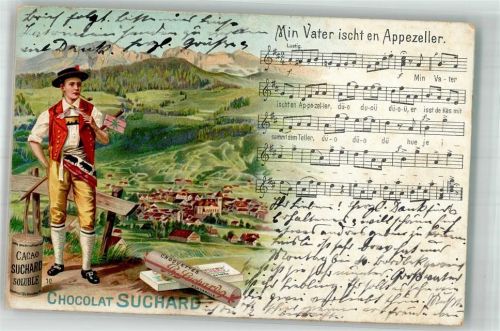 Appenzell Nr. 10 Liederkarte Tracht Suchard Schokolade 1900