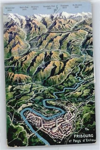 1700 Fribourg Freiburg - Berg-Panorama AKU2