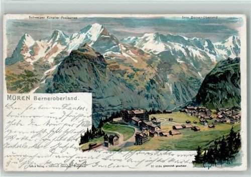Mürren Nr. 2084, Gruss aus - Litho , sign Steinmann Schlumpf 1900 Gebrauchsspuren