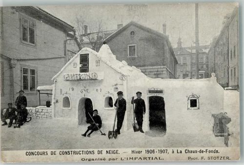 2300 La Chaux-de-Fonds 1907 Foto AK Winter 1906-1907