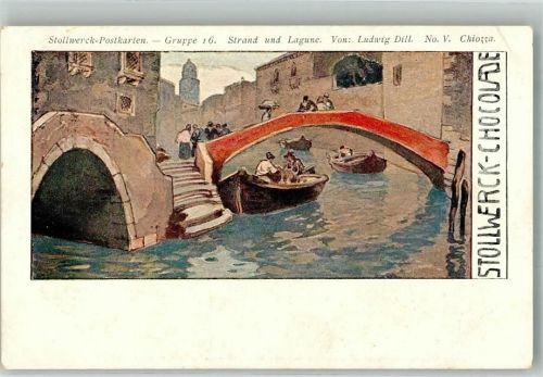 Chiozza Postkarte Gruppe 16 von Ludwig Dill Nr. V Münchner Sezession Stollwerck Schokolade 1899 Künstlerkarte