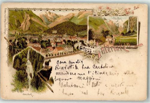 3800 Interlaken 1898 Lithographie Giessbach Staubbach