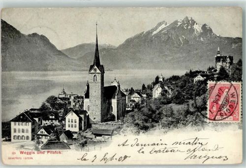 6353 Weggis 1908 - Kirche Pilatus