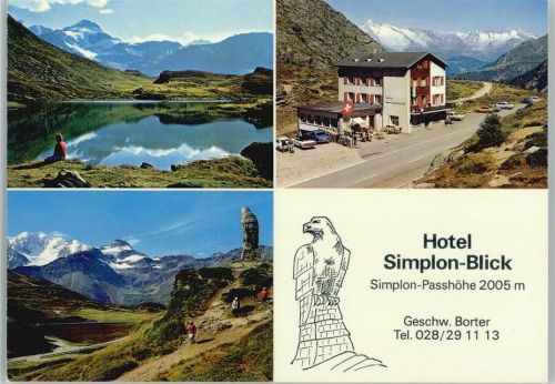 Hotel Simplon Blick Simplon Passhöhe AK Berghütten