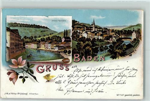 Baden Ennetbaden Schlumpf 1899 Lithographie