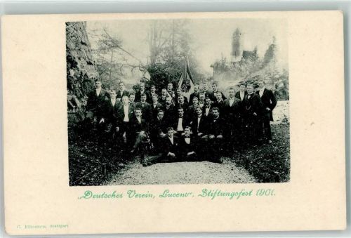 1522 Lucens 1898 - Deutscher Verein Siftungsfest Fahne 1901 Gruppenfoto