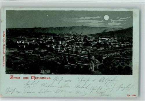 Winterthur 1898 Schlumpf Lithographie / Mondschein