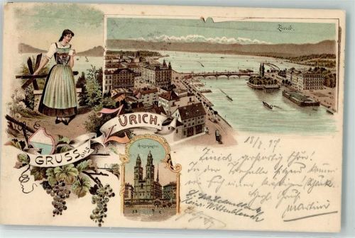 8000 Zürich 1897 - Grossmünster Trachtenmädchen