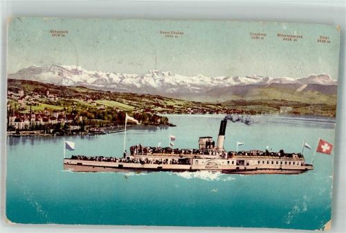 Zürich Dampfschiff Hevetia Zürichsee Binnenschiff 1908 Foto AK