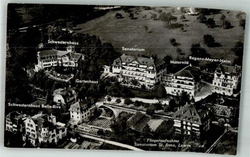 6000 Luzern Lucerne Foto AK Fliegeraufnahme Sanatorium St. Anna