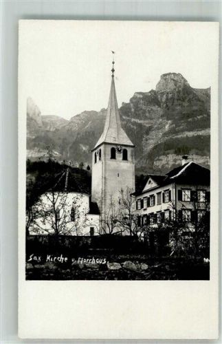 9468 Sax Foto AK Kirche Pfarrhaus