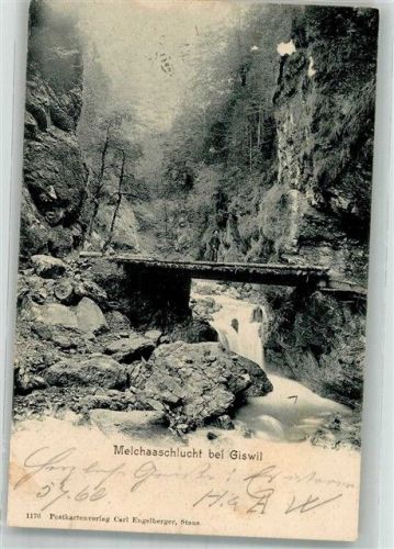 6074 Giswil 1903 Foto AK Melchaaschlucht