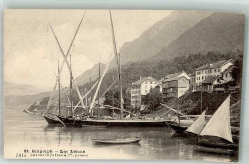 1898 St-Gingolph Foto AK Hafen Lac Léman