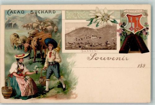 Sarnen Unterwald Kühe Schafe Suchard Schokolade Lithographie