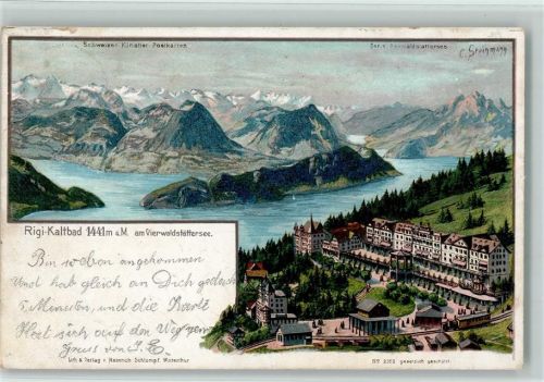 Rigi Kaltbad 1905 Vierwaldstättersee sign Steinmann C. Serie Vierwaldstättersee Steinmann Lithographie