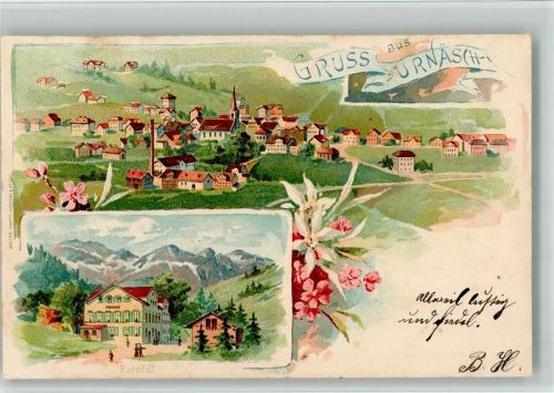 9107 Urnäsch 1902 BOAKC Lithographie Rossfall