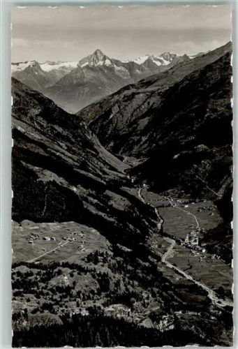 3910 Saas-Grund Gebrauchsspuren Fliegeraufnahme Bietschhorn Saas Tal