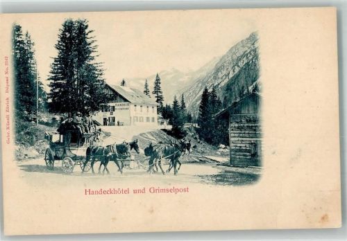 Grimsel Foto AK Postkutsche Grimselpost Hotel Handeck