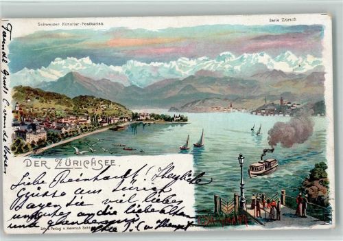 Zürich 1901 Zürichsee sign Steinmann C. Serie Zürich Steinmann Lithographie