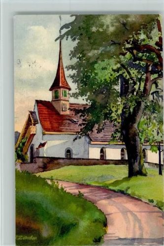 8902 Urdorf Oberurdorf Künstlerkarte Kirche AK