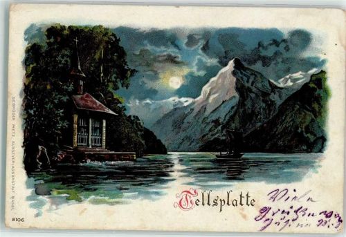 Tellskapelle 1901 Mondschein Tellsplatte Ruderer