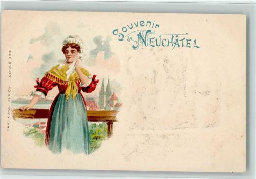 Neuchâtel Neuenburg Schweizer Trachten - Carl Künzli 4416 AK Künzli 1898 Lithographie