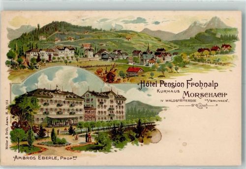 6443 Morschach Lithographie Hotel Pension Frohnalp Kurhaus Ambros Eberle