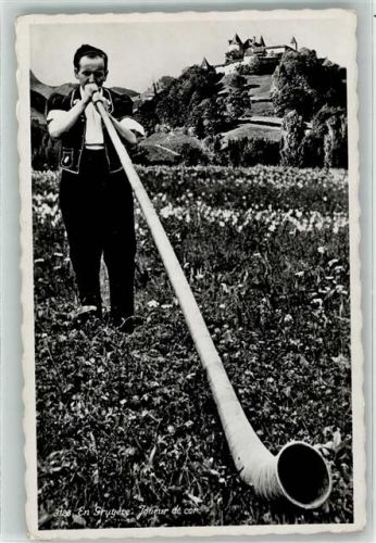 Schweizer Alphornbläser Edition Perrochet Nr. 3128 Alphorn Foto AK