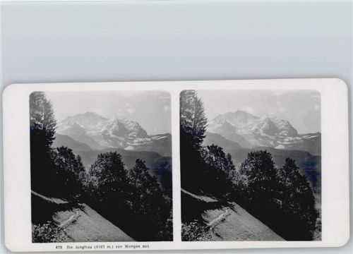 3823 Wengen - Jugfrau, Stereofoto format ca. 18 x 9 cm