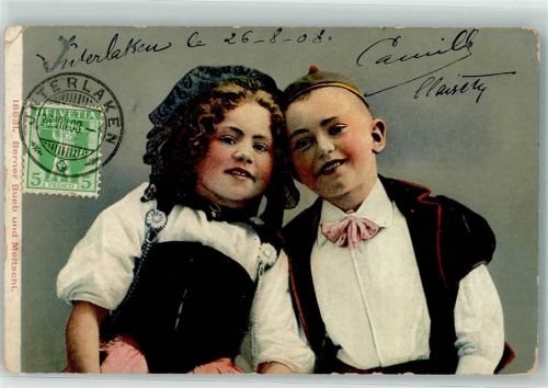 3800 Interlaken 1908 - Kinder Trachtenpaar
