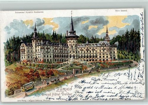 Zürich 1902 Grand Hotel Dolder sign Steinmann C. Serie Zürich Steinmann Lithographie